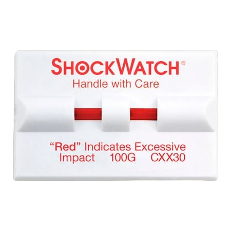 Shockwatch SpotSee‚Ñ¢ ShockWatch¬Æ Clip Double Tube Impact Indicators, 100G Range, White/Red, 100/Box 32701